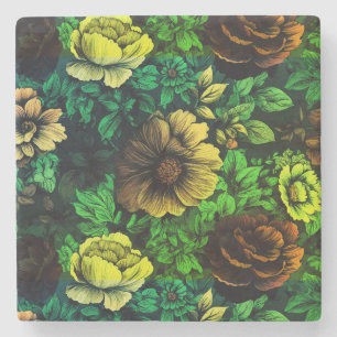 Dessous-de-verre En Pierre Couleurs uniques imprimé floral vintage