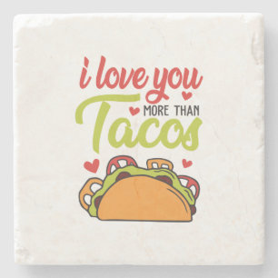 Dessous-de-verre En Pierre Couple Cadeau Je T'Aime Plus Que Tacos