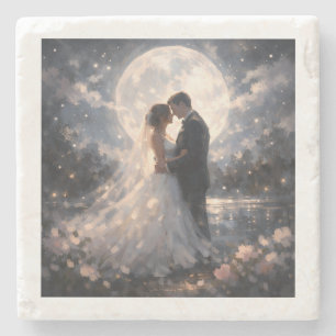 Dessous-de-verre En Pierre Couple Romantique Mariage au Clair de Lune
