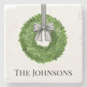 Dessous-de-verre En Pierre Couronne avec arc rayé noir et blanc (Devant)