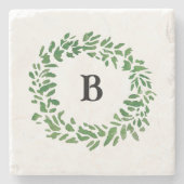 Dessous-de-verre En Pierre Couronne de Bienvenue Monogramme (Devant)