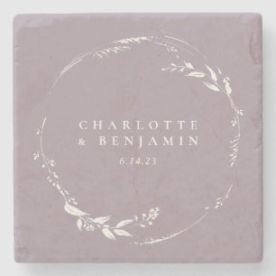 Dessous-de-verre En Pierre Couronne florale de lilas poussiéreux Monogramme P