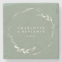 Couronne florale de monogramme personnalisé vert s