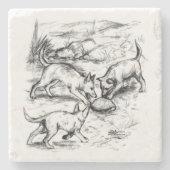 Dessous-de-verre En Pierre Coyote Pups (Devant)