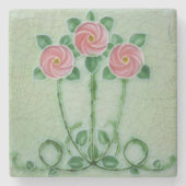 Dessous-de-verre En Pierre Crackle Glaze élégant Art Nouveau Design (Devant)