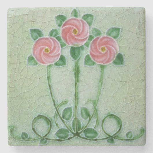 Dessous-de-verre En Pierre Crackle Glaze élégant Art Nouveau Design (Devant)