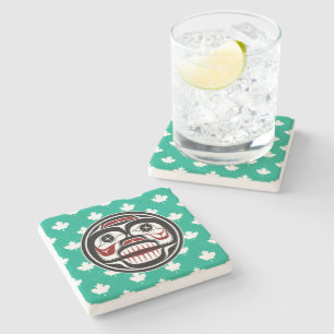 Dessous-de-verre En Pierre Crâne de pleurs de l'art rouge amérindien