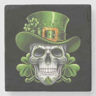 Dessous-de-verre En Pierre Crâne de Sucre St Patrick's Day Trèfle