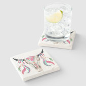 Dessous-de-verre En Pierre Crâne de vache avec les receveurs rêveurs (Côté)