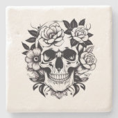Dessous-de-verre En Pierre Crâne floral (Devant)