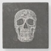 Dessous-de-verre En Pierre Crâne grunge noir et blanc gothique (Devant)