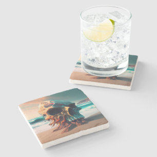 Dessous-de-verre En Pierre Crâne sur la plage