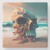 Dessous-de-verre En Pierre Crâne sur la plage (Devant)