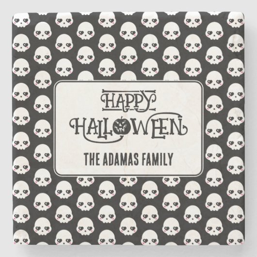 Dessous-de-verre En Pierre Crânes déplaisants Avec Nom (Devant)