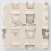 Dessous-de-verre En Pierre Cream Coffee Heart Cups (Devant)