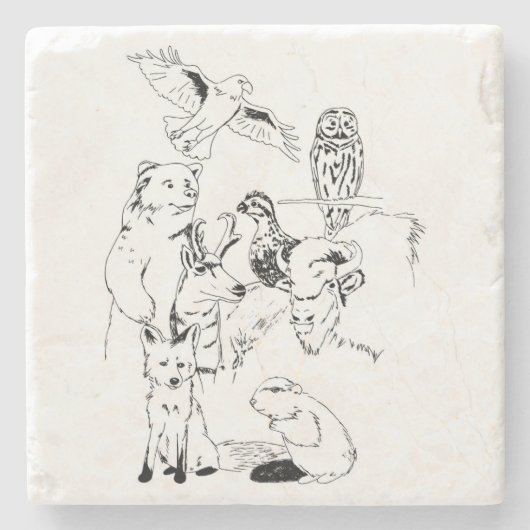 Dessous-de-verre En Pierre Créatures en bois d'insigne (Devant)