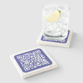 Dessous-de-verre En Pierre Créer un code QR scannable | Bleu foncé modifiable (Côté)