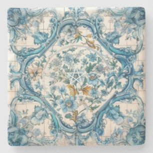 Dessous-de-verre En Pierre Créez vos propres fleurs bleues peintes de fausse 