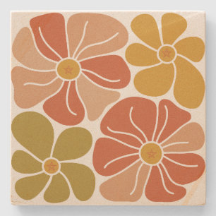 Dessous-de-verre En Pierre Créez Vos Propres Fleurs de Paix Rétro Groovy Flor