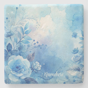 Dessous-de-verre En Pierre Créez vos propres roses bleues romantiques shabby