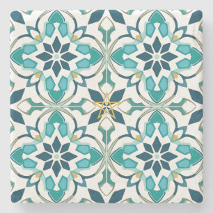 Dessous-de-verre En Pierre Créez Votre Propre Aqua Vert Or Faux Talavera