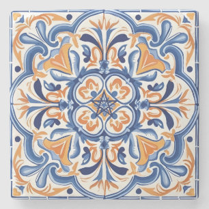 Dessous-de-verre En Pierre Créez votre propre bleu cadet orange peint faux