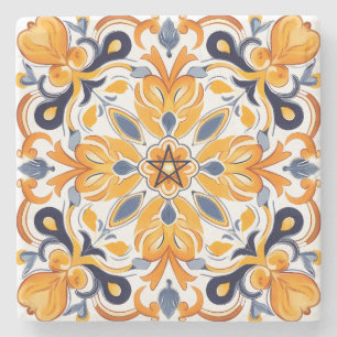 Dessous-de-verre En Pierre Créez Votre Propre Fausse Peinture Florale Bleue A