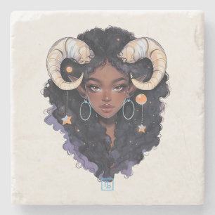 Dessous-de-verre En Pierre Créez Votre Propre Femme Afro-Américaine Capricorn
