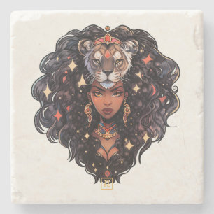 Dessous-de-verre En Pierre Créez Votre Propre Femme Afro-Américaine Lion