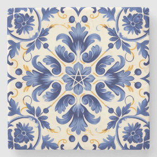 Dessous-de-verre En Pierre Créez Votre Propre Fleur de Style Talavera Bleu Ja