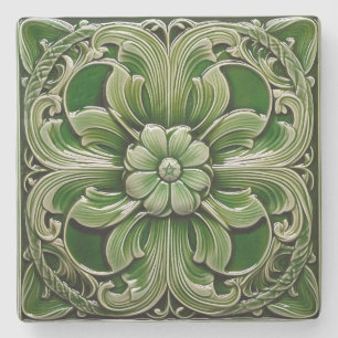 Dessous-de-verre En Pierre Créez Votre Propre Fleur Verte Glaçurée en Argile