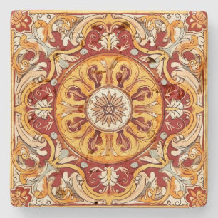 Dessous-de-verre En Pierre Créez votre propre floral rouge or méditerranéen