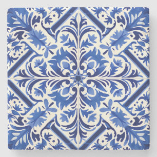 Dessous-de-verre En Pierre Créez Votre Propre Floral Talavera Bleu Clair