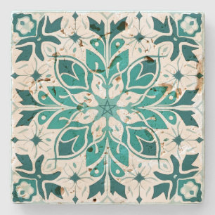 Dessous-de-verre En Pierre Créez Votre Propre Floral Vert Océan Méditerranéen