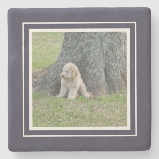 Dessous-de-verre En Pierre Créez votre propre Modèle photo Bleu & Blanc (Devant)