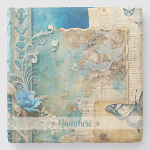 Dessous-de-verre En Pierre Créez Votre Propre Papillon Rose Bleu Shabby Chic