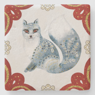 Dessous-de-verre En Pierre Créez Votre Propre Renard Bleu de Yule de Style No