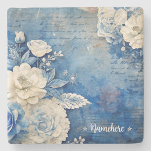 Dessous-de-verre En Pierre Créez Votre Propre Shabby Chic Rose Blanche Bleue