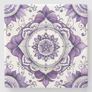 Dessous-de-verre En Pierre Créez Votre Propre Talavera Florale Violet Prune