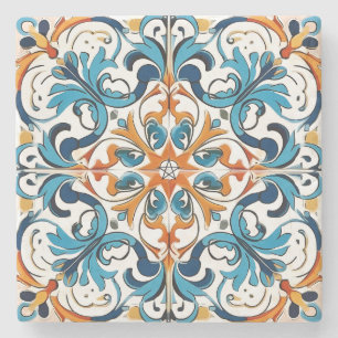 Dessous-de-verre En Pierre Créez Votre Propre Turquoise Orange Bleu Ornementa