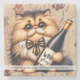 Dessous-de-verre En Pierre Créez Votre Propre Vin Drôle de Chat Calico Monsie
