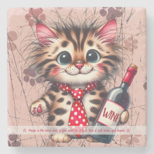 Dessous-de-verre En Pierre Créez Votre Propre Vin Drôle de Chat Monsieur Kitt