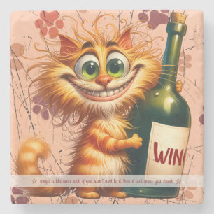 Dessous-de-verre En Pierre Créez Votre Propre Vin Drôle de Chat Rayé Orange
