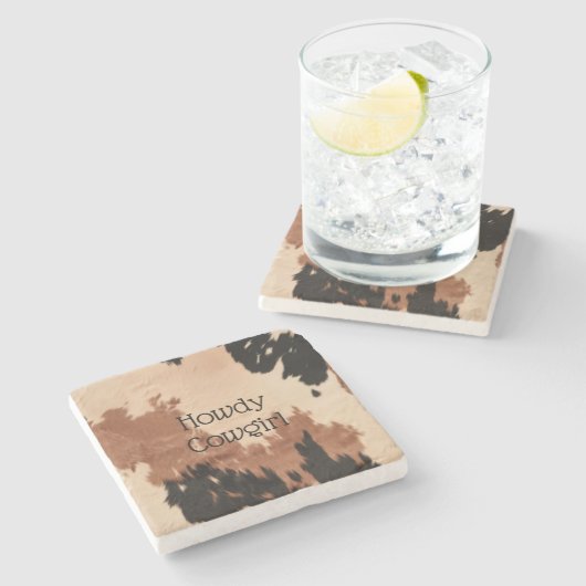 Dessous-de-verre En Pierre Crème Brown de cowhide (Côté)