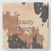 Dessous-de-verre En Pierre Crème Brown de cowhide (Devant)