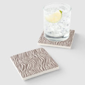 Dessous-de-verre En Pierre Crème Brown Zebra Print (Côté)