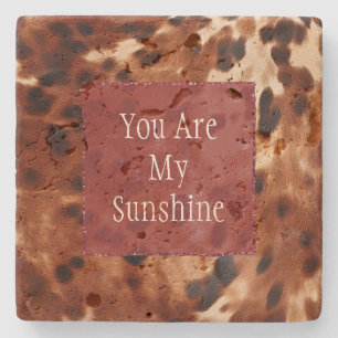 Dessous-de-verre En Pierre Crème de l'Ouest tacheté Brown Noir de cowhide