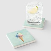 Dessous-de-verre En Pierre Crème Glacée (Côté)