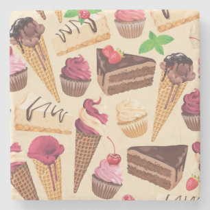 Dessous-de-verre En Pierre Crème glacée, gâteau, gâteaux et gâteaux au fromag