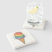 Dessous-de-verre En Pierre Crème glacée Rainbow LGBTQ+ Pride (Côté)